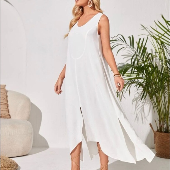 Emery Rose Boho Sleeveless Tank Style Hi-Lo Tunic Maxi Dress - Picture 3 of 6